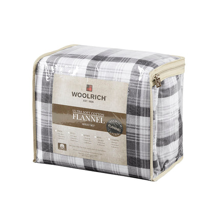 Cotton Flannel Sheet Set - Grey Plaid