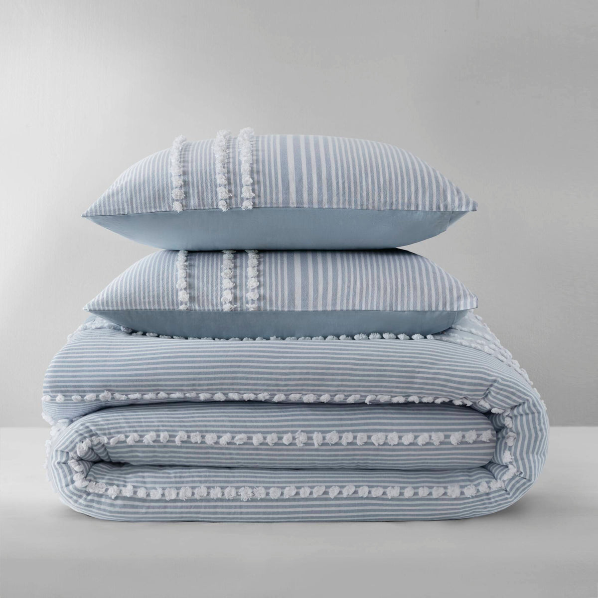 Anslee 3 Piece Cotton Yarn Dyed Comforter Set - Blue