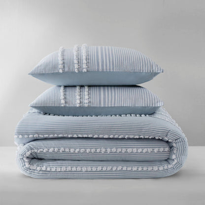 Anslee 3 Piece Cotton Yarn Dyed Comforter Set - Blue