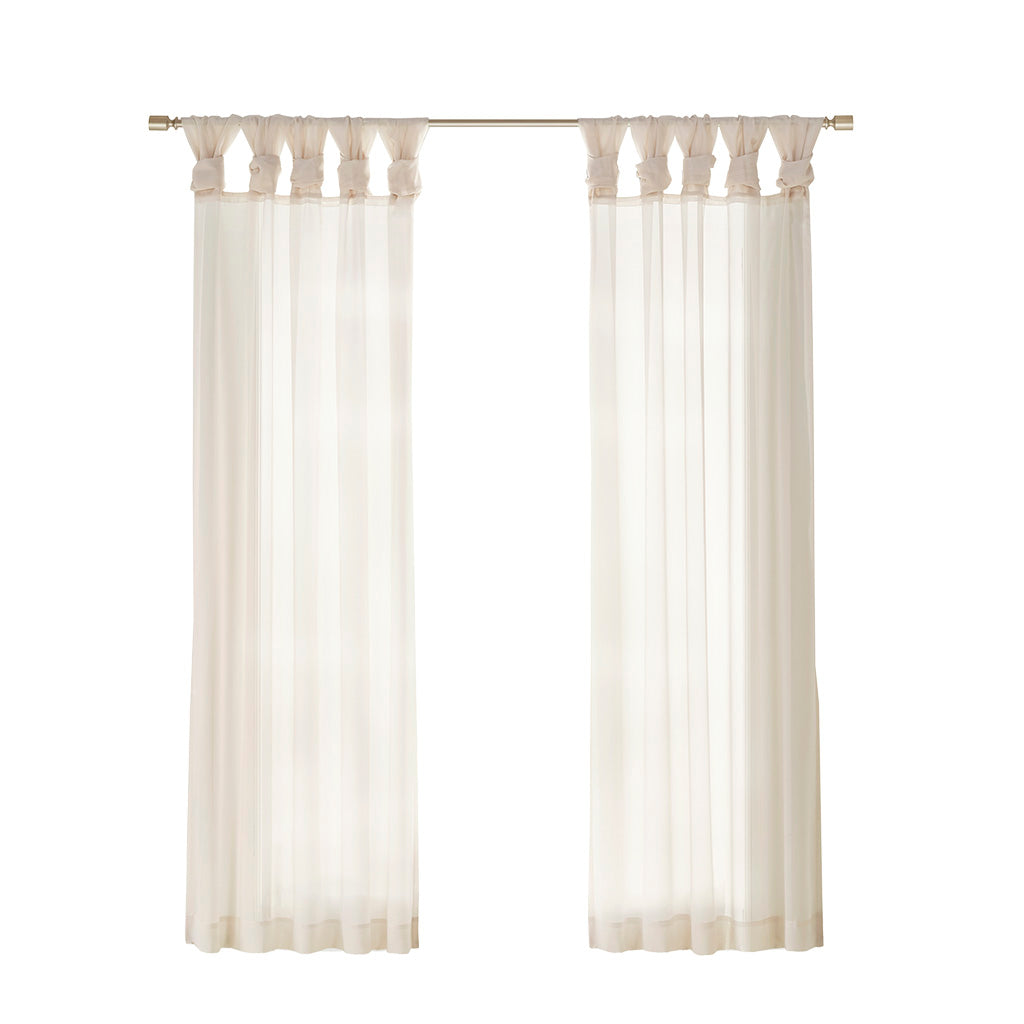 Ceres Twist Tab Voile Sheer Window Pair - Ivory
