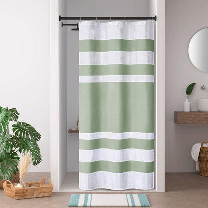 Spa Waffle Shower Curtain with 3M Treatment - Sage Green