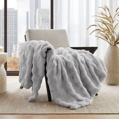 Vivienne Faux Fur Throw - Light Grey