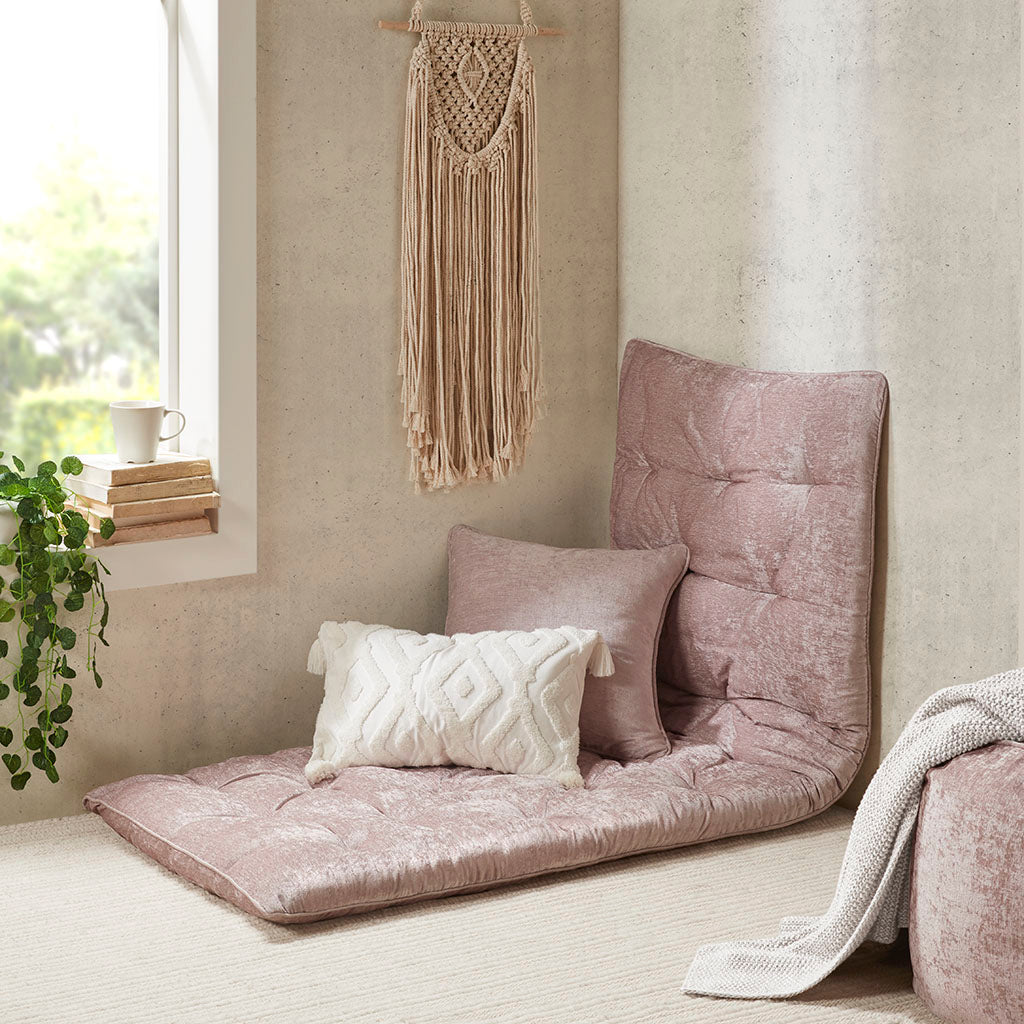 Edelia Poly Chenille Lounge Floor Pillow Cushion - Blush