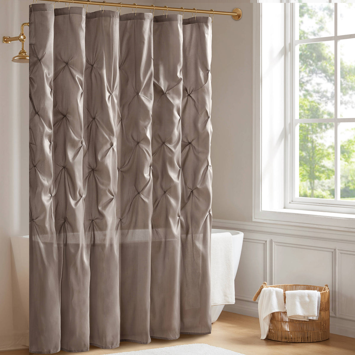 Laurel Tufted Semi-Sheer Shower Curtain - Taupe