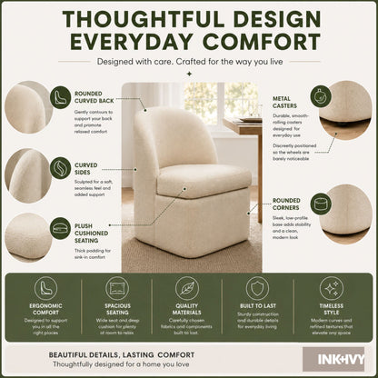 Lyra Dining Chair with castors - Taupe