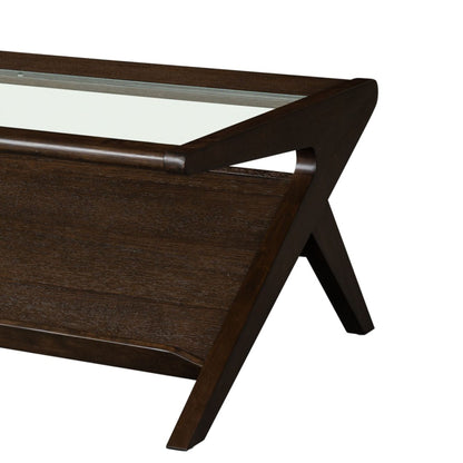 Rocket wood & tempered glass coffee table - Morocco Brown