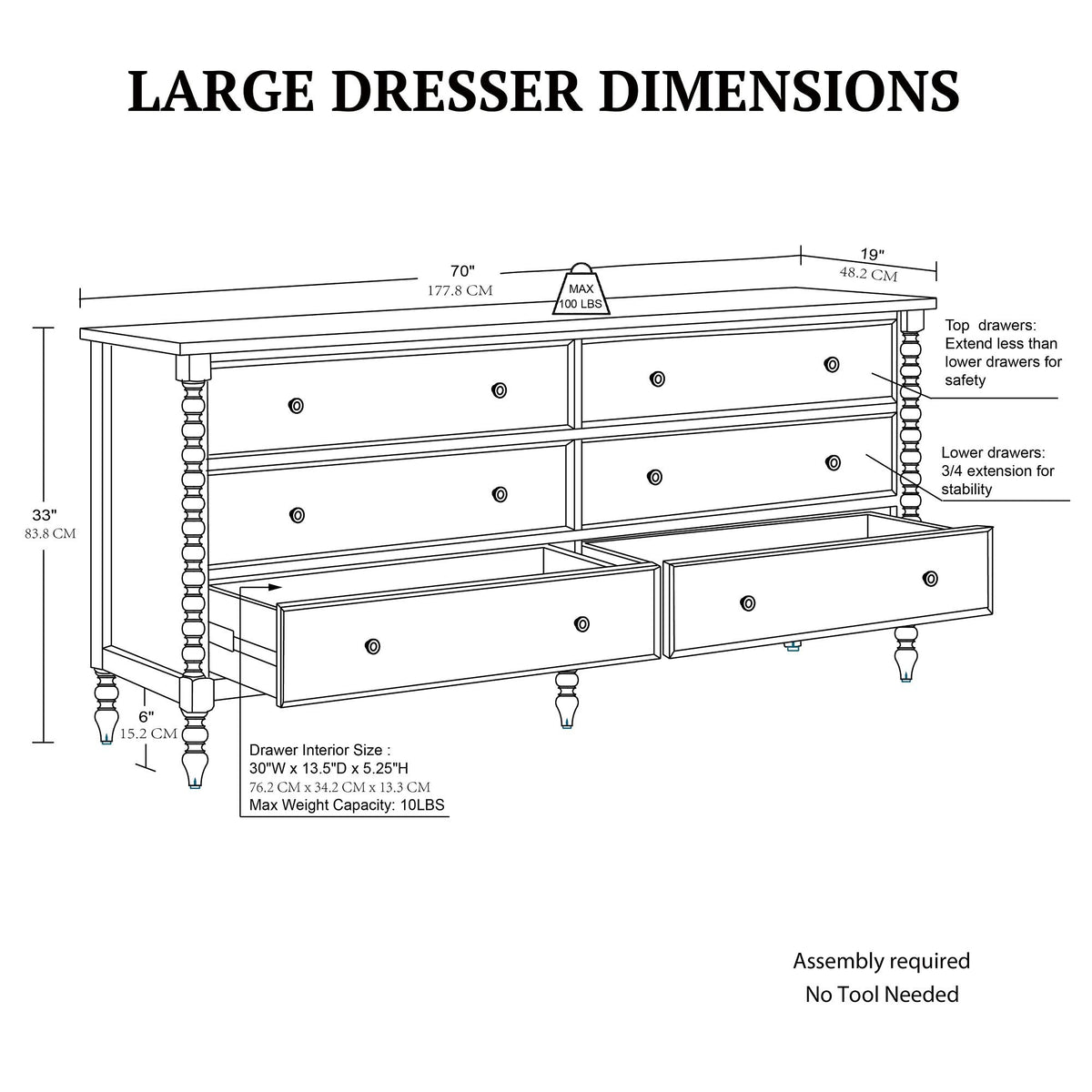 Beckett 6-drawer dresser (70"W) - Natural