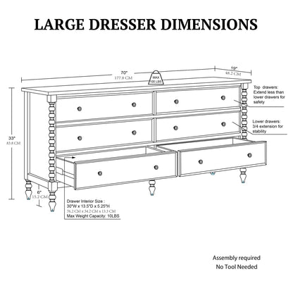 Beckett 6-drawer dresser (70"W) - Natural