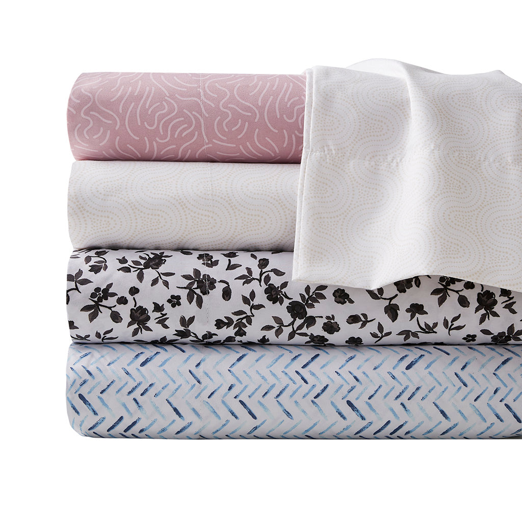 Printed Microfiber Sheet Set - Black Floral