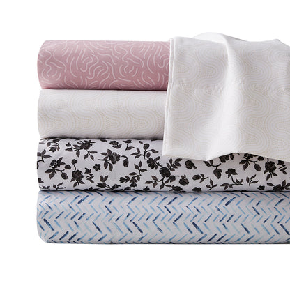 Printed Microfiber Sheet Set - Black Floral