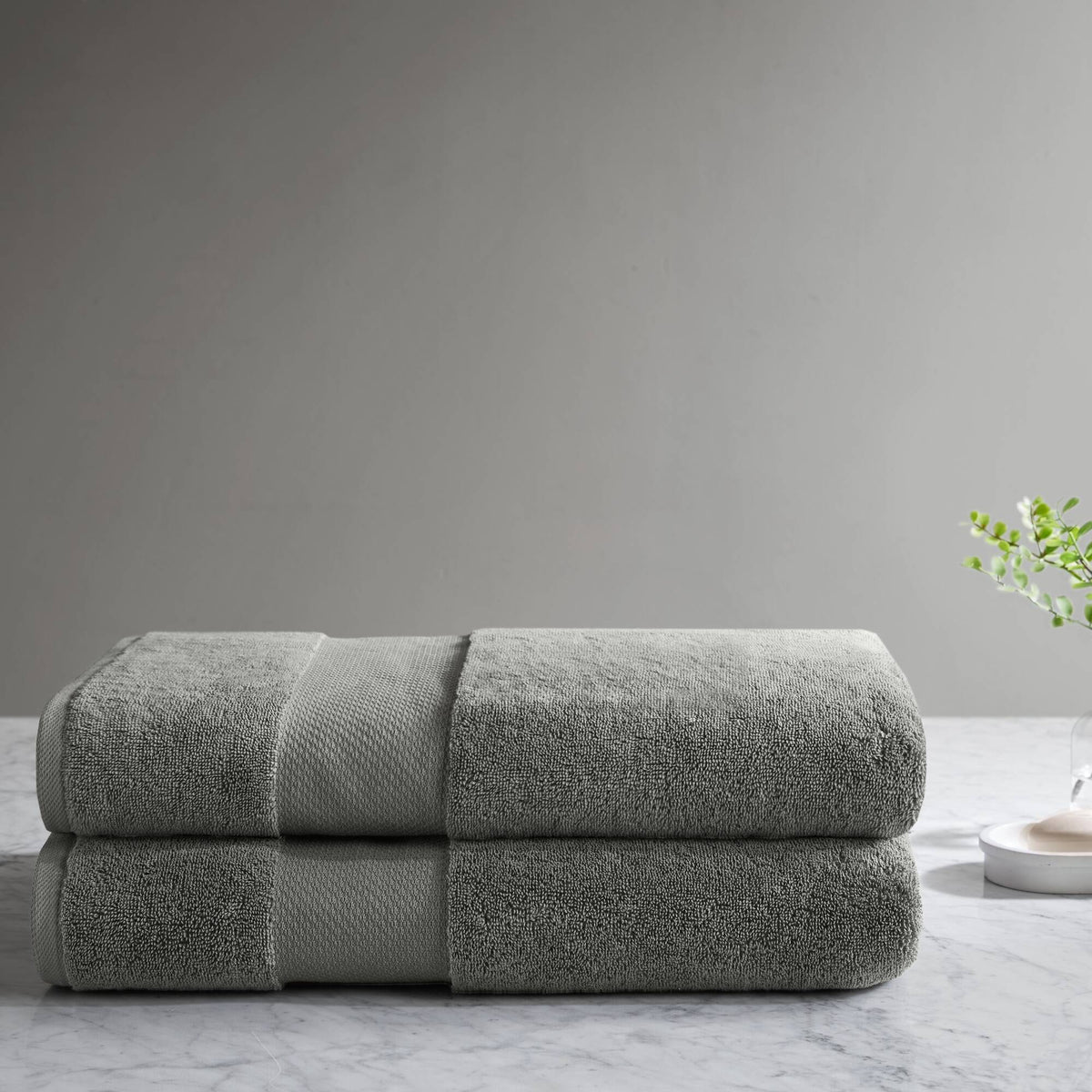 Turkish 100% Cotton Bath Sheet 2 Piece Set - Charcoal