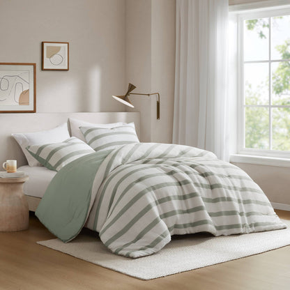 Merritt Yarn-dyed Striped Comforter - Sage Green