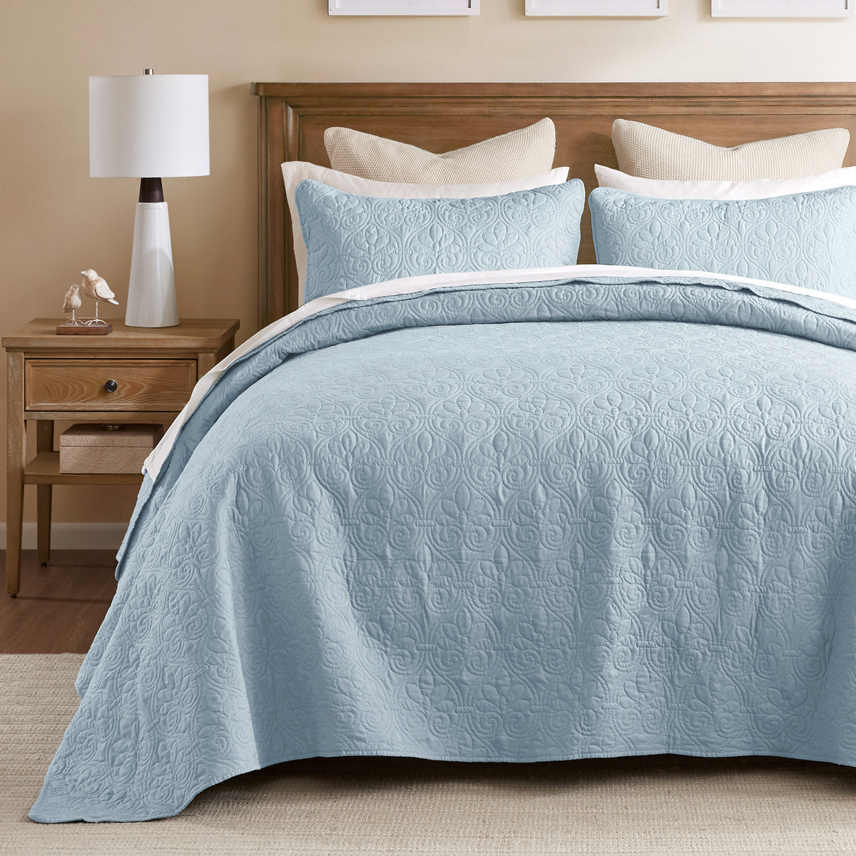 Quebec Reversible Bedspread Set - Blue