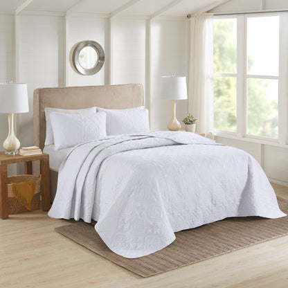 Oakley 3 Piece Reversible Bedspread Set - White