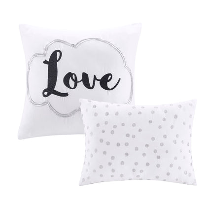 Raina Metallic Printed Comforter Set - White/Silver