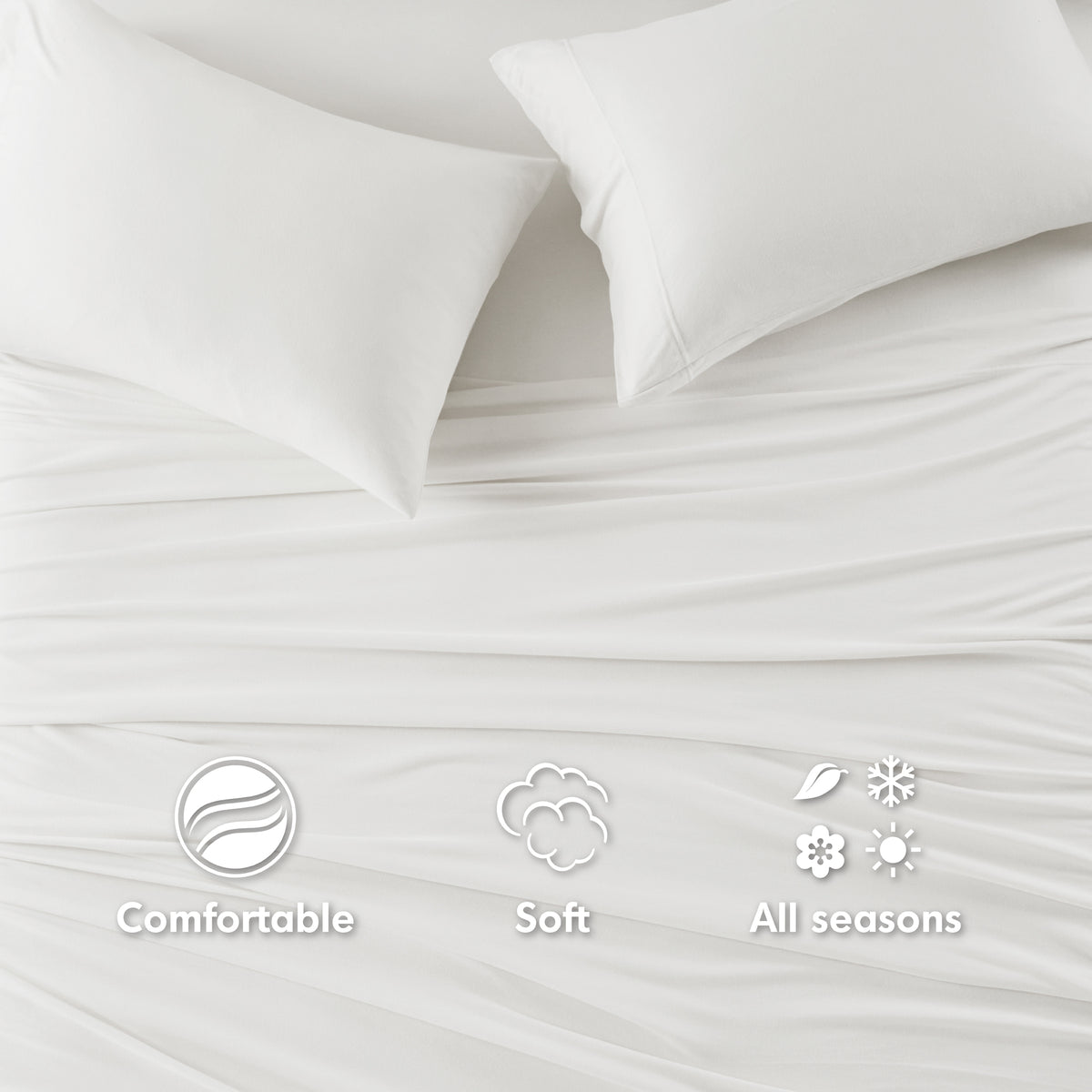 Cotton Blend Jersey Knit All Season Sheet Set - White