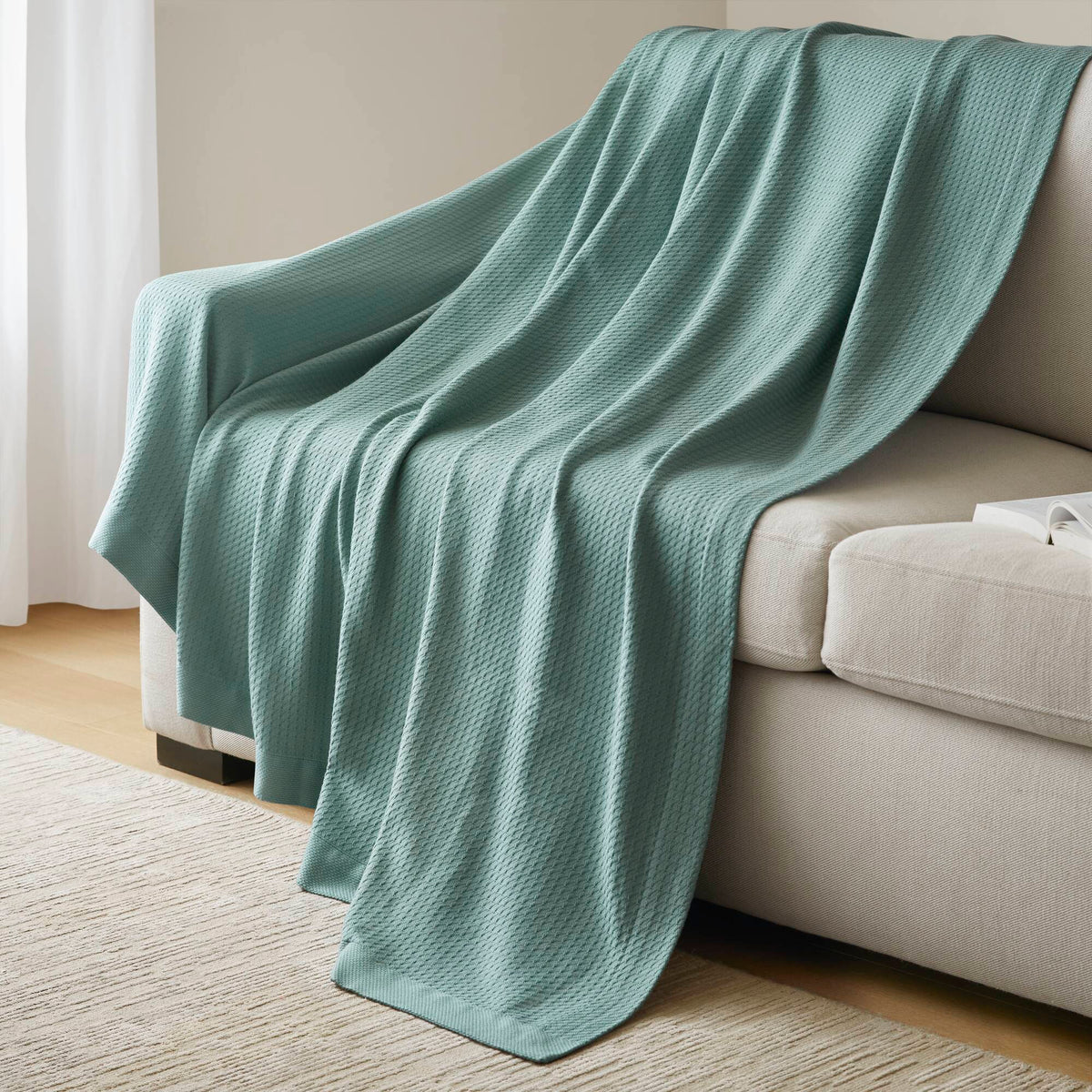 100% Certified Egyptian Cotton Blanket - Teal