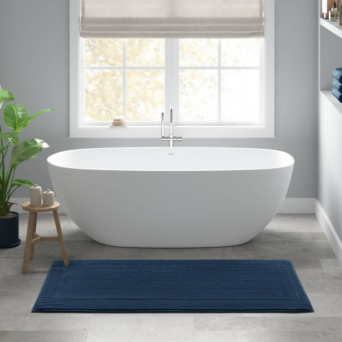Splendor 100% Cotton Tufted 3000 GSM Reversible Bath Rug - Navy