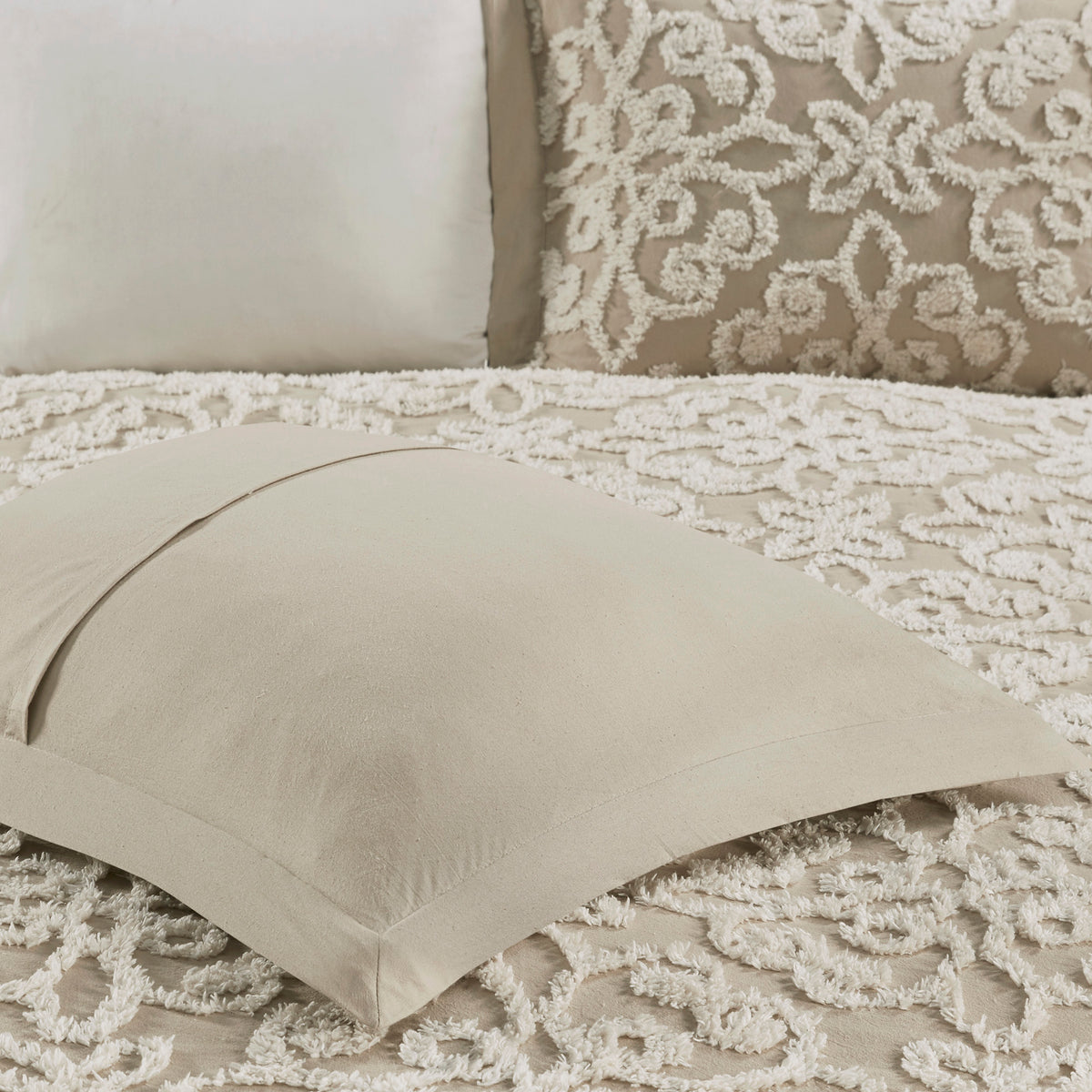 Sabrina 3 Piece Tufted Cotton Chenille Bedspread Set - Taupe