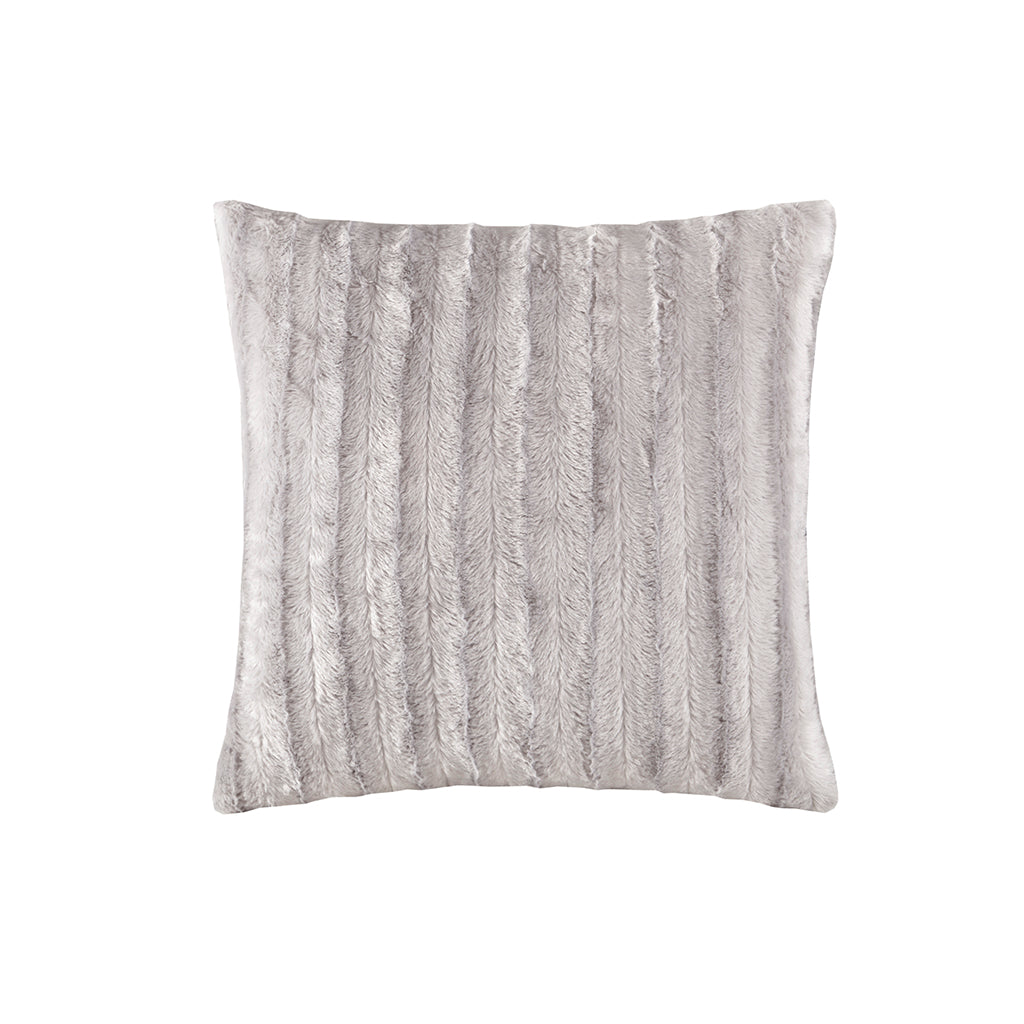 Duke Faux Fur Square Pillow - Grey