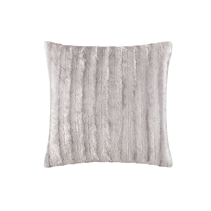 Duke Faux Fur Square Pillow - Grey