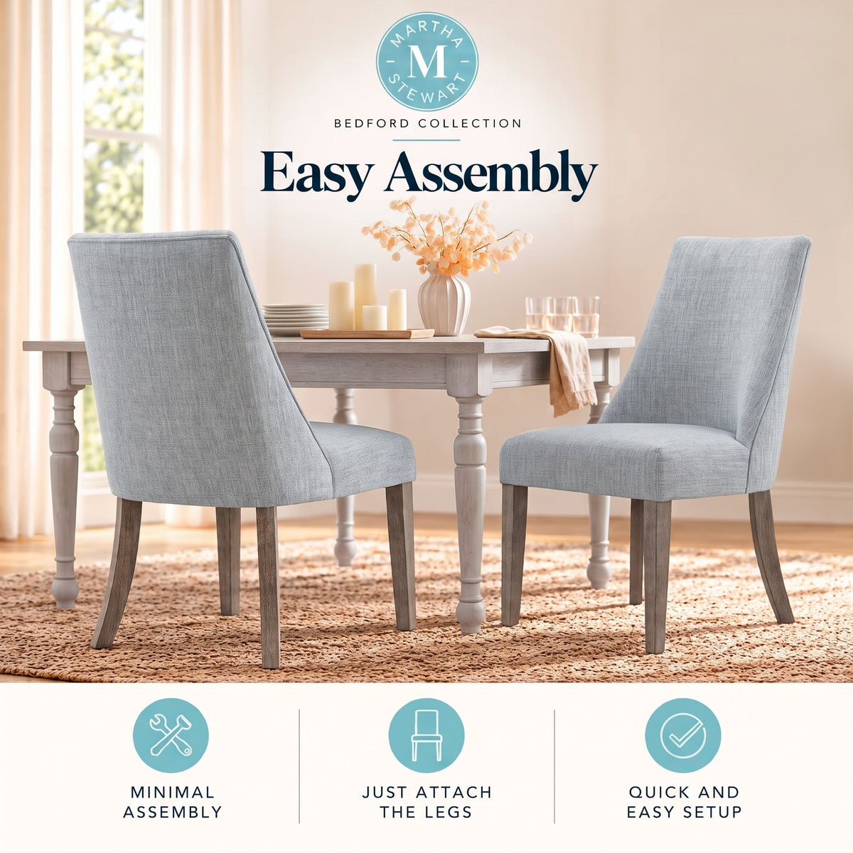 Winfield Upholstered Dining chair Set of 2 - Light Green