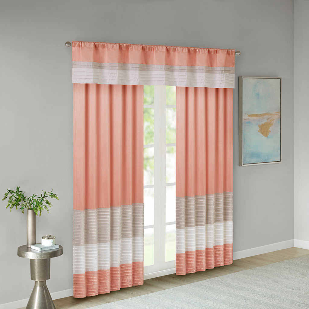 Amherst Polyoni Pintuck Window Valance - Coral