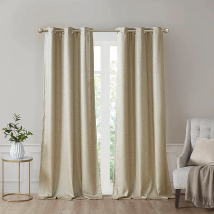 Como Tonal Printed Faux Silk Room Darkening Curtain Panel Pair - Taupe