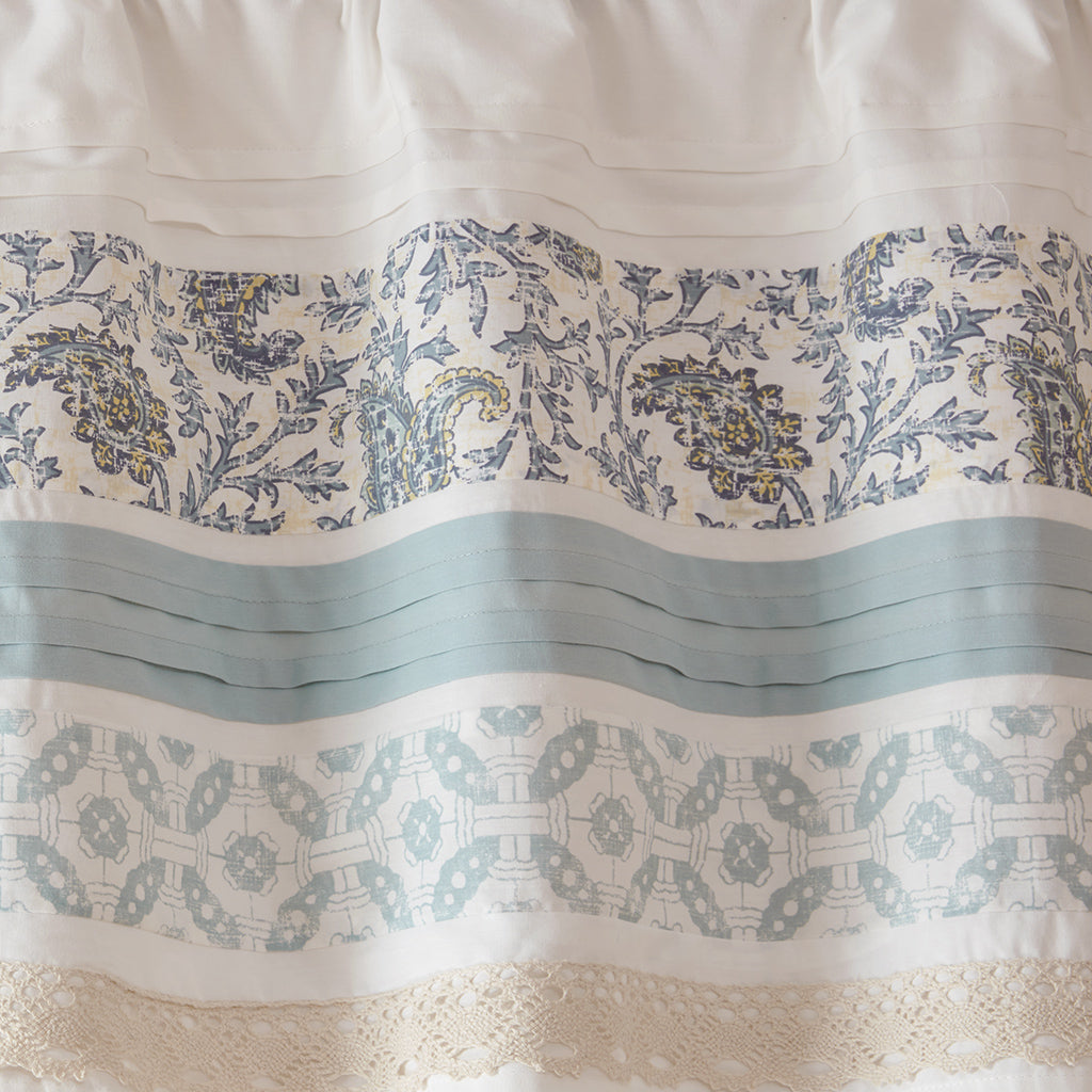 Dawn Printed and Pieced Rod Pocket Valance - Aqua