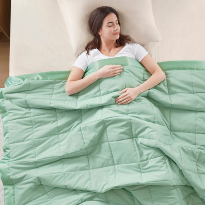 Windom Lightweight Down Alternative Blanket with Satin Trim - Seafoam