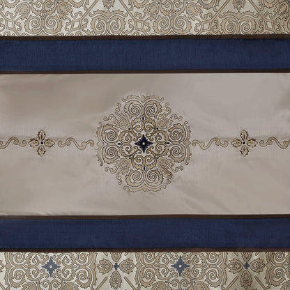 Donovan Embroidered Shower Curtain - Navy