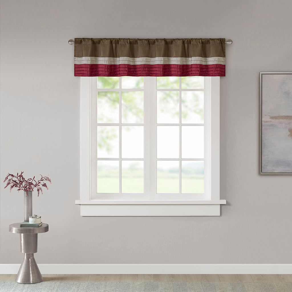 Amherst Polyoni Pintuck Window Valance - Red