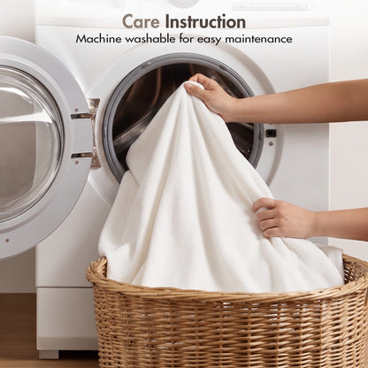 100% Certified Egyptian Cotton Blanket - Micro- herringbone White