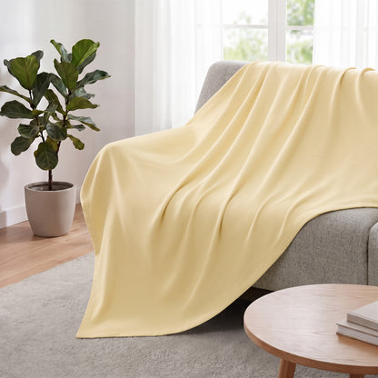 100% Certified Egyptian Cotton Blanket - Micro- herringbone Yellow