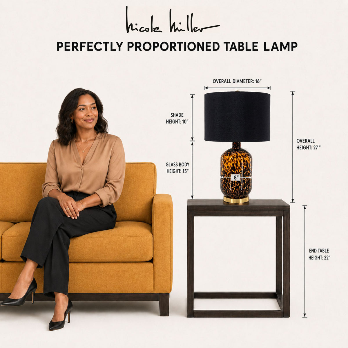Roux Leopard Pattern Glass Table Lamp - Leopard Print/ Green