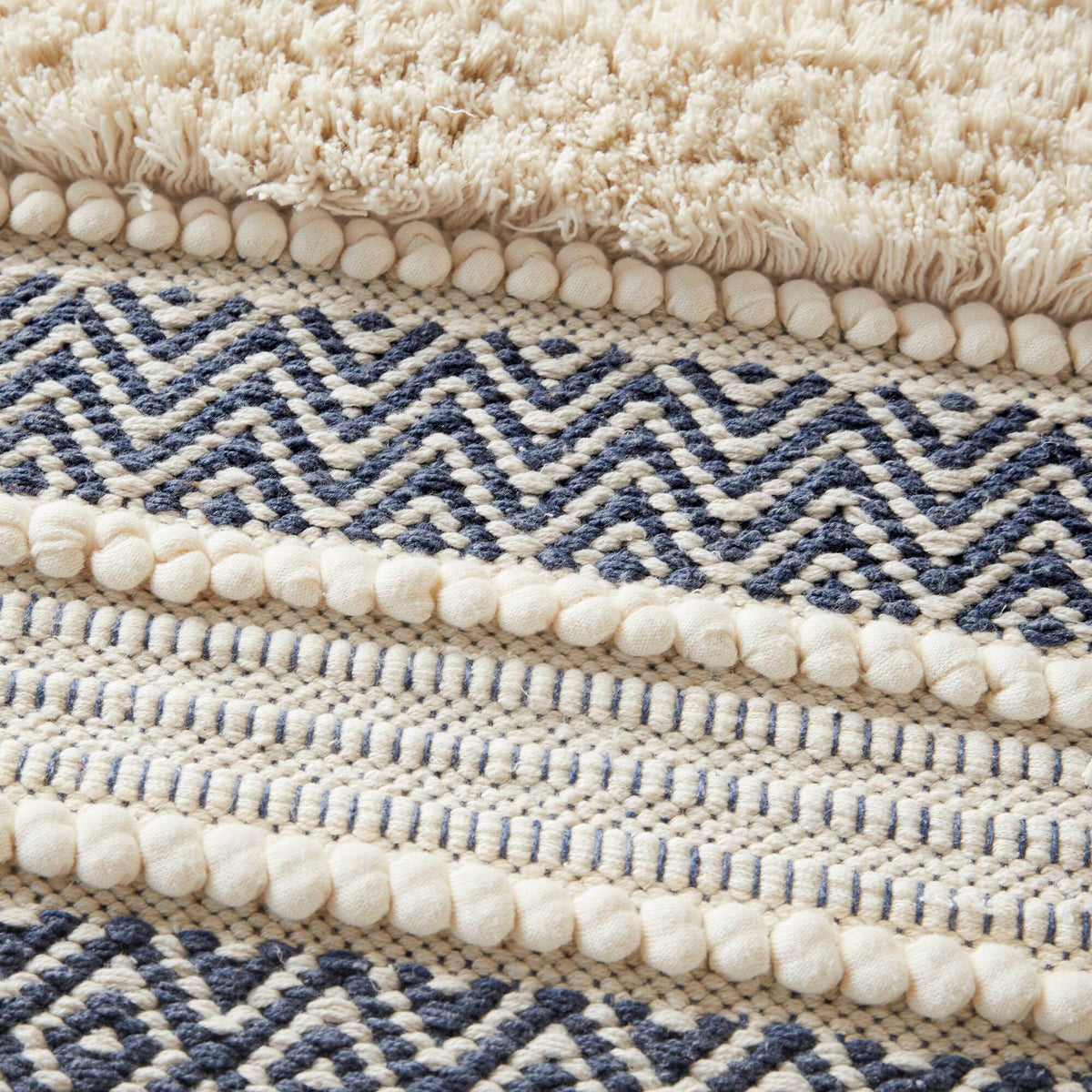 Asher Woven Texture Stripe Bath Rug - Navy