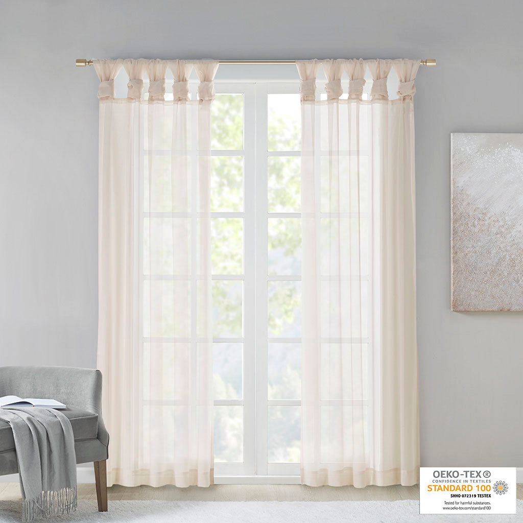 Ceres Twist Tab Voile Sheer Window Pair - Ivory