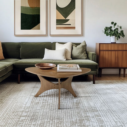 Blaze Organic Triangular Wood Coffee Table with Sculptural Base - Light Brown