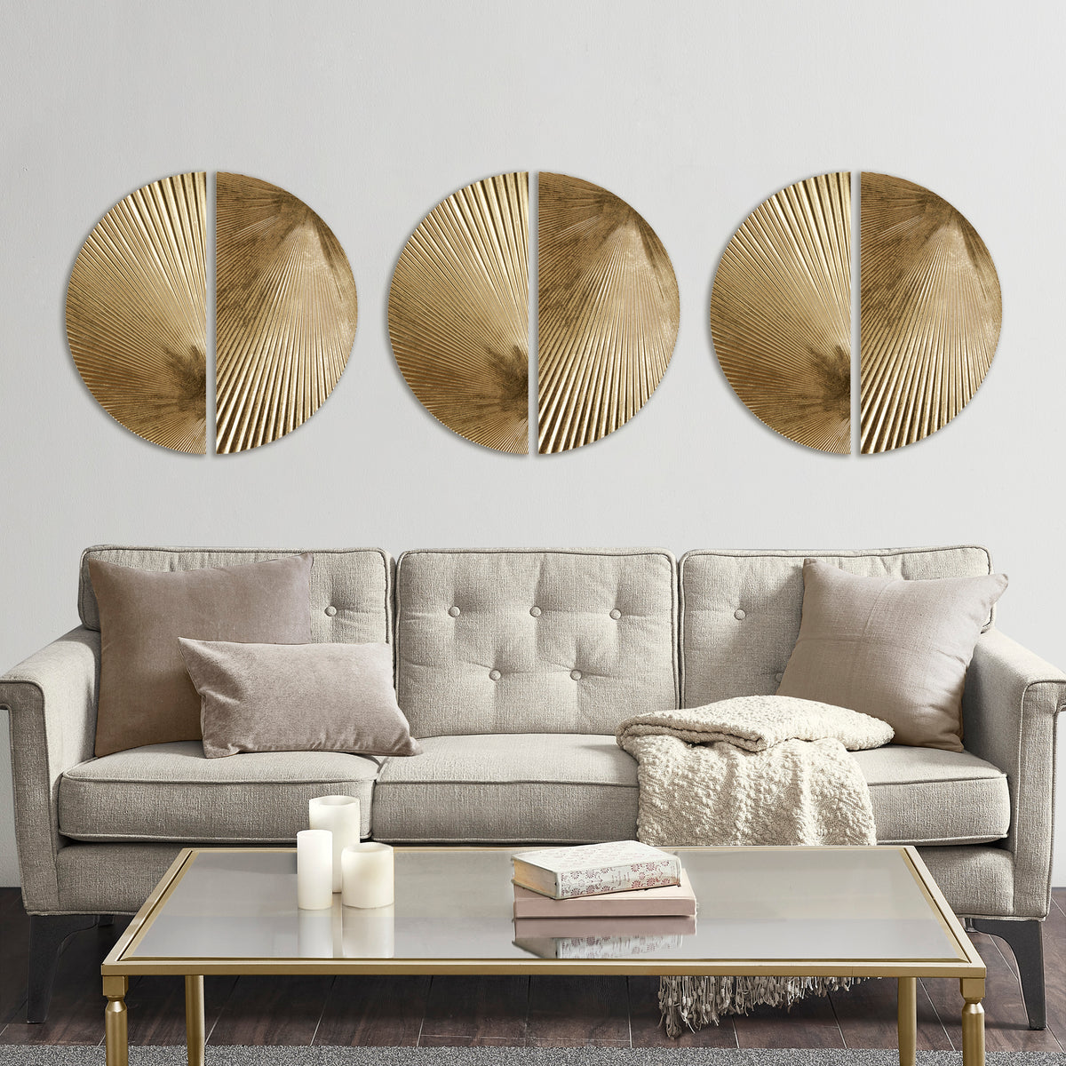Radiant Half-moon 2-Piece Metal Wall Decor Set - Gold