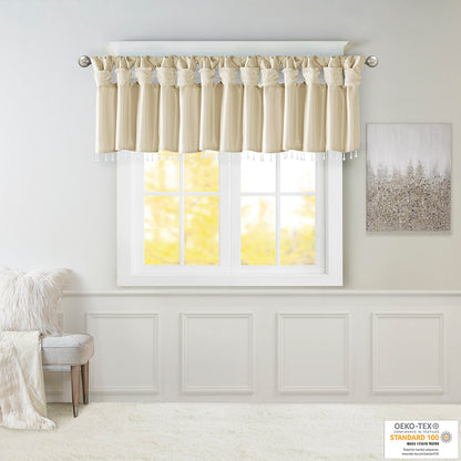 Emilia Lightweight Faux Silk Valance With Beads - Champagne