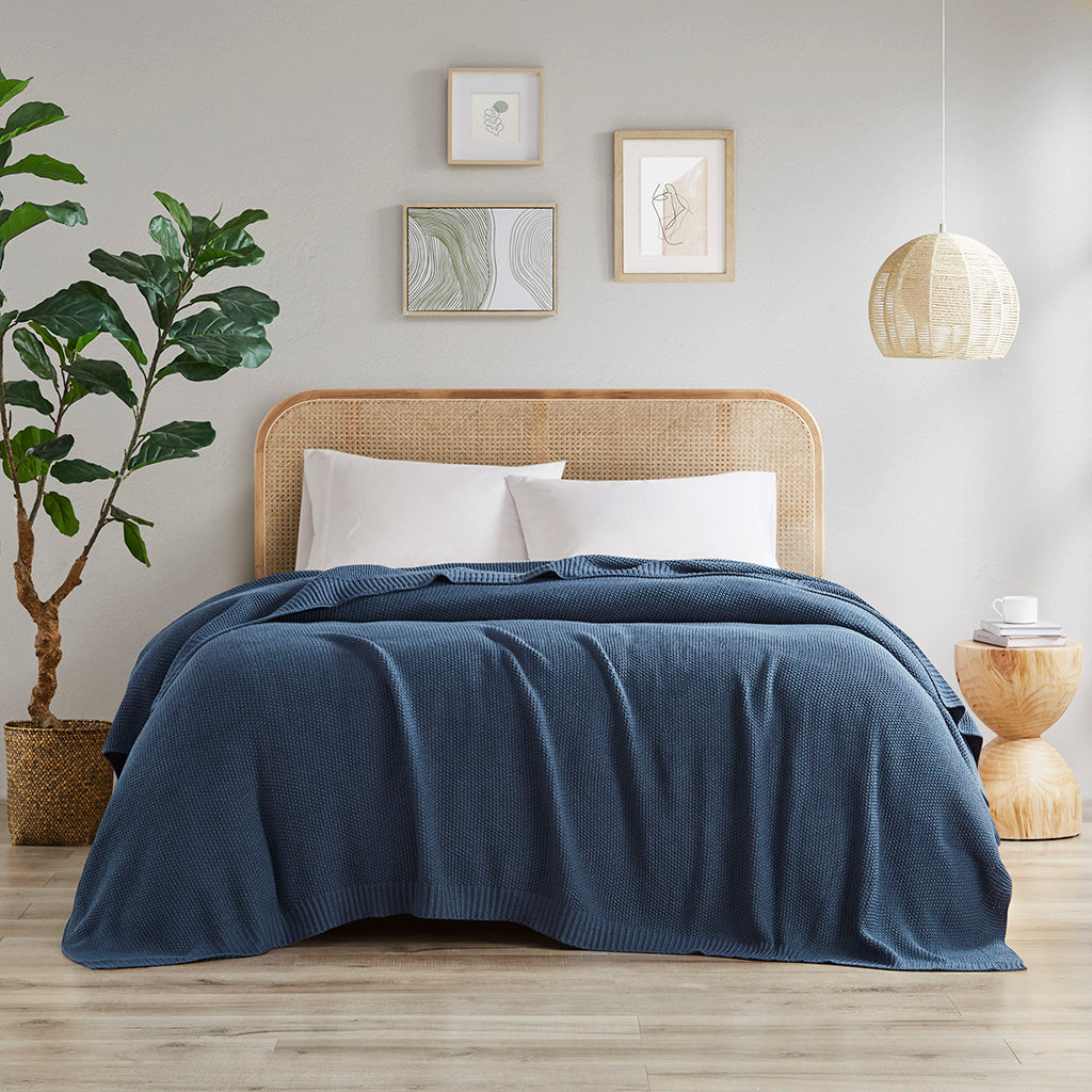Bree Knit Blanket - Indigo