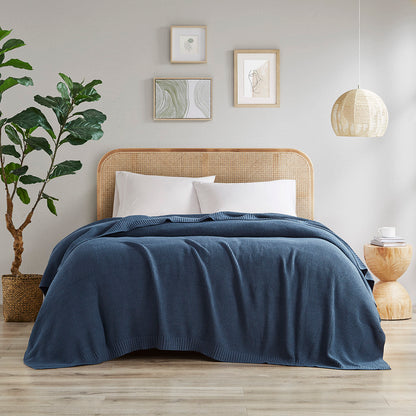 Bree Knit Blanket - Indigo