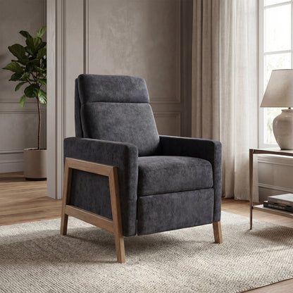 Luna Recliner With Wood Frame - Grey