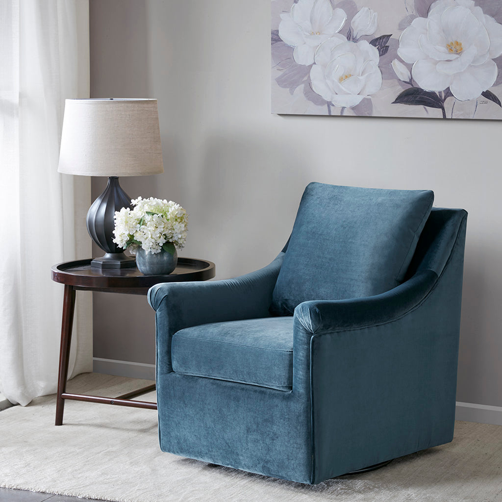 Deanna Upholstered Swivel Accent Chair - Blue
