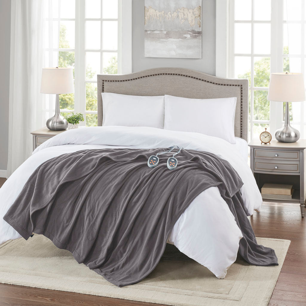 Electric Micro Fleece Heated Blanket - Grey