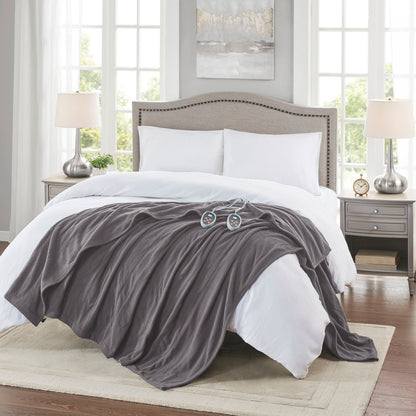 Electric Micro Fleece Heated Blanket - Grey