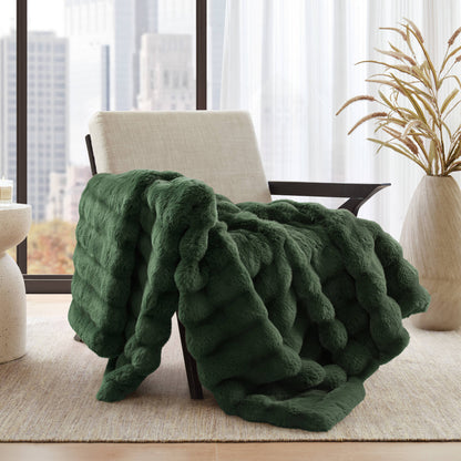 Vivienne Faux Fur Throw - Channel Green