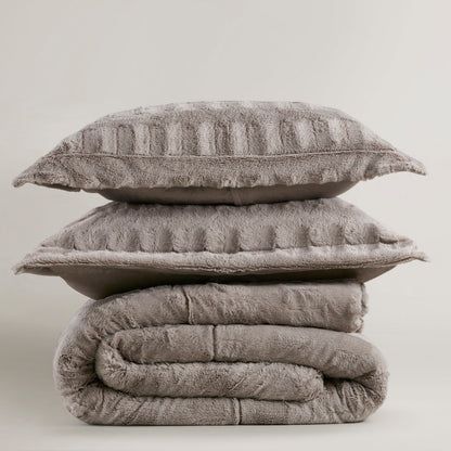 Gia Faux Fur Comforter Mini Set - Gray