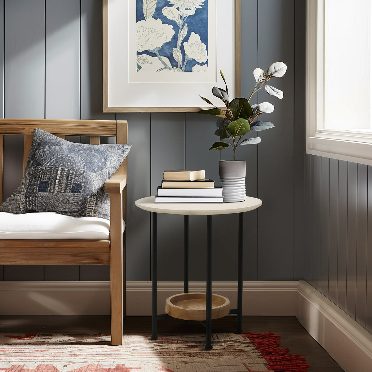 Beaumont End Table - White/Natural