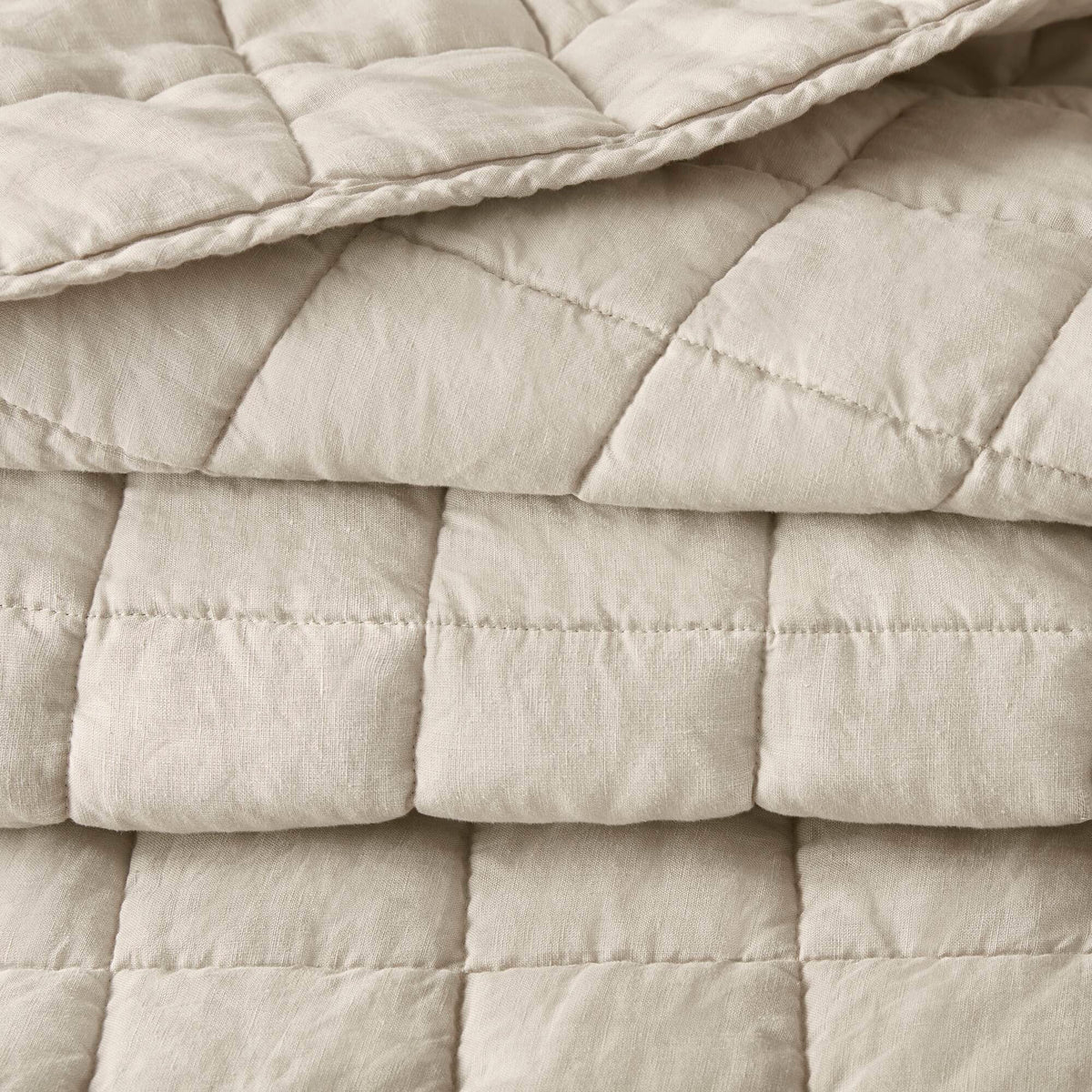 French Flax Linen Garment Washed Quilt Set - Linen